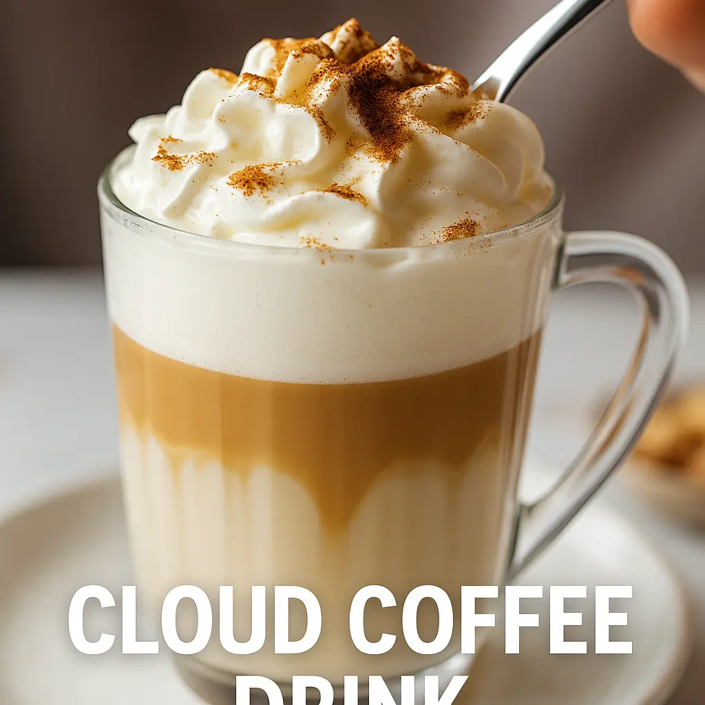 Cloud coffee drink in a glass with whipped foam
